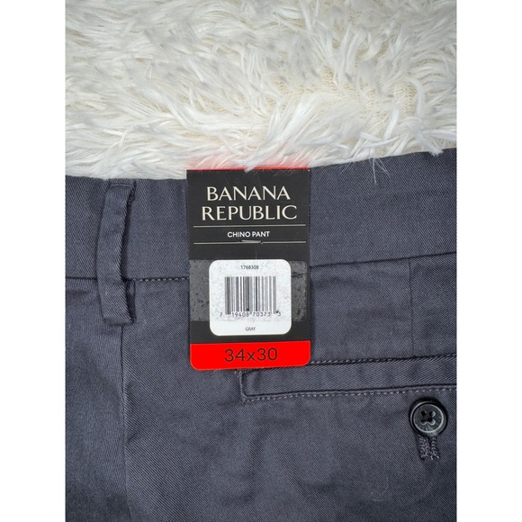 Banana Republic Mens Chino Pants Gray 34x30 Flat Front Slim Fit New With Tags - Picture 5 of 5